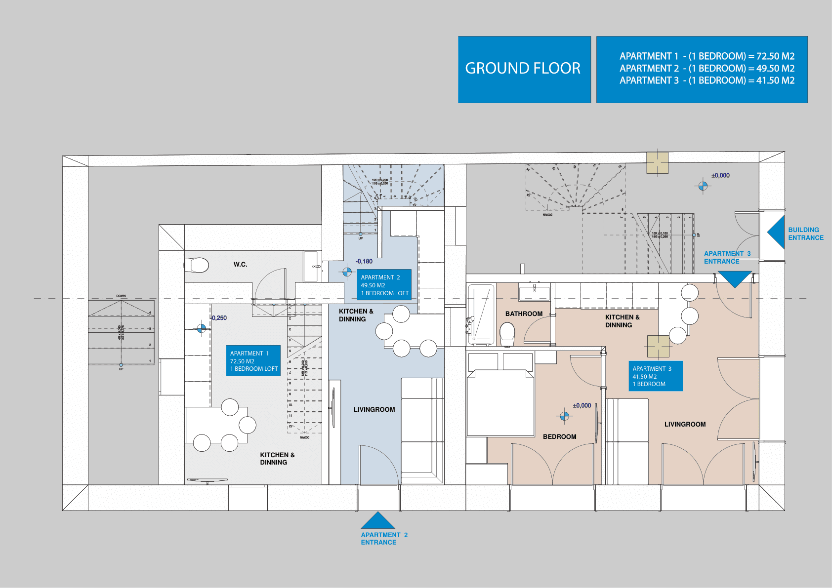Arrangement of apartments and shared circulation areas on the floor.