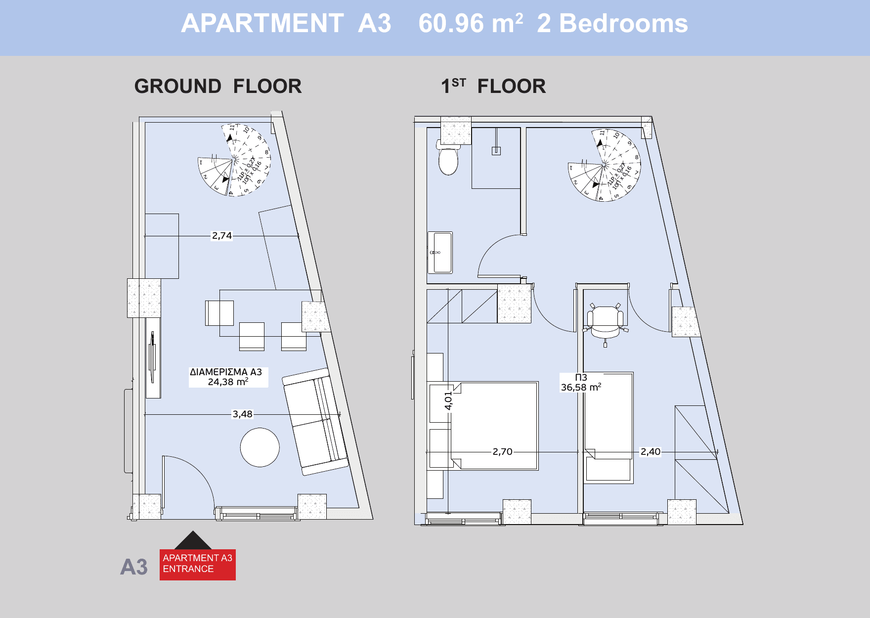 Ground- and first-floor plan of home A3