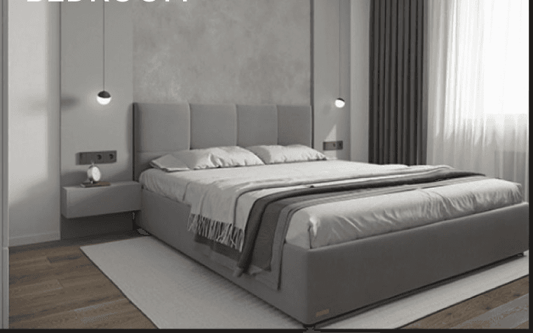 Bedroom rendering with a double bed